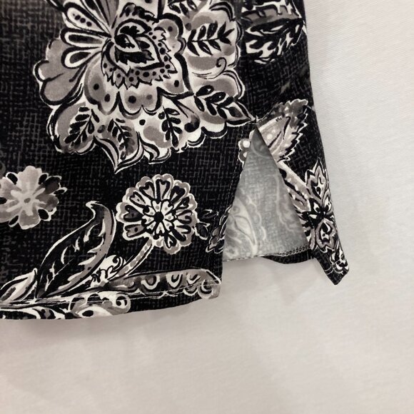 Alfred Dunner size 3X Gray Floral Paisley Stretch 3/4 Sleeve Comfy Preppy Top - Picture 6 of 8